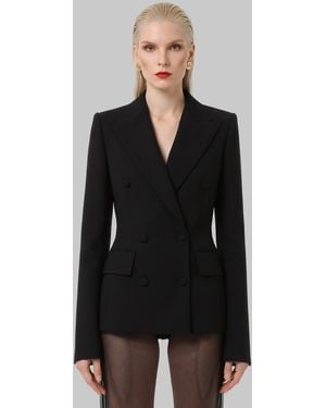Dolce & Gabbana Double-Breasted Wool Crepe Jacket - Black