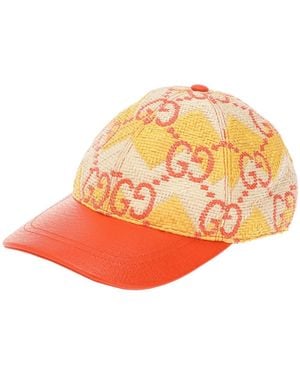 Gucci Raffia Effect Gg Monogram Baseball Cap - Orange