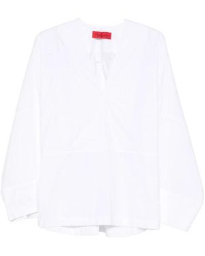 Thelatest V-Neck Long Sleeve Shirt - White