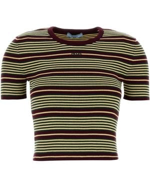 Prada Embroidered Cotton Blend T-shirt - Multicolor