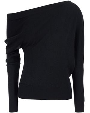 Tom Ford Sweater Off-Shoulder Wool-Silk - Black