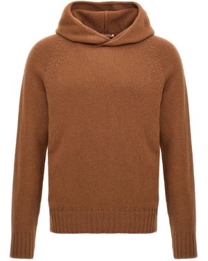 Ma'ry'ya Wool Hooded Sweater Sweaters And Cardigans - Brown
