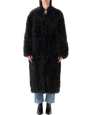 Stand Studio Carolina Long Curly Faux-Fur Coat - Black