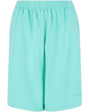 Balenciaga Logo Embroidered Sweat Shorts - Blue