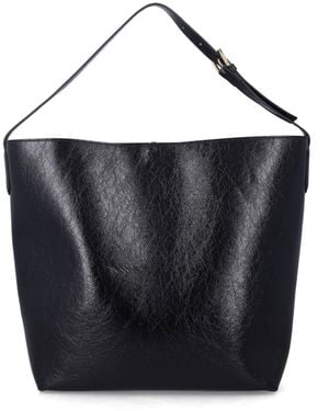 THEMOIRÈ Zoe Vegan Crumpled Leather Tote Bag - Black
