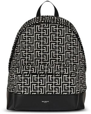 Balmain All-Over Logo-Pattern Backpack - Black