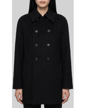 Saint Laurent Double-Breasted Wool Coat - Black