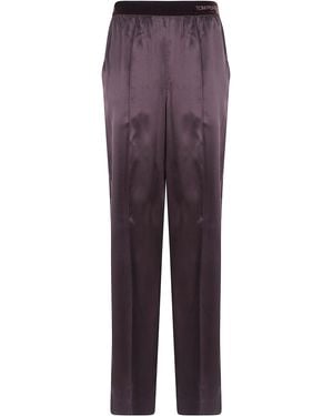 Tom Ford Peach Feel Silk Satin Pijiamas Pants - Purple