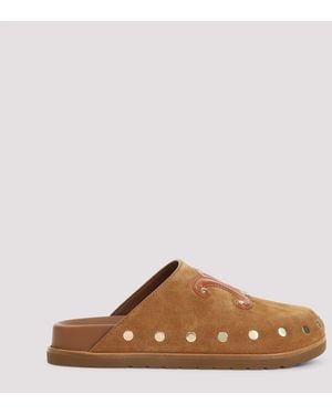 Celine Triomphe Wedge Mules - Brown