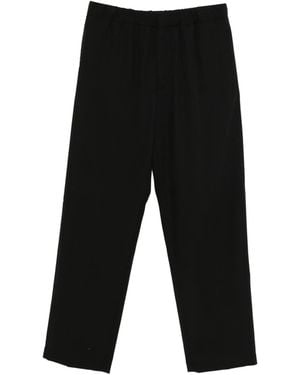 Lardini Pure Virgin Wool Pants With Internal Drawstring Waist - Black