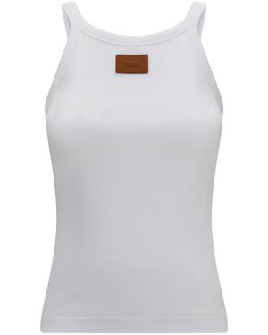 Fendi Tank Top Ribbed Cotton - White
