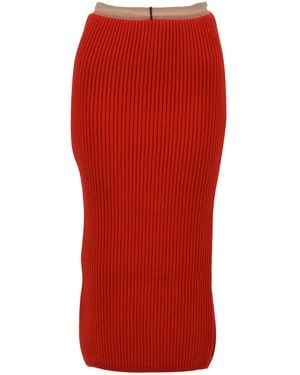 Calvin Klein Rib-Knit Midi Skirt - Red