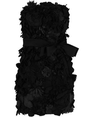 Givenchy Bustier Embriodered Flower Dress - Black