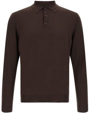 Zanone Long Sleeve Polo Shirt - Brown