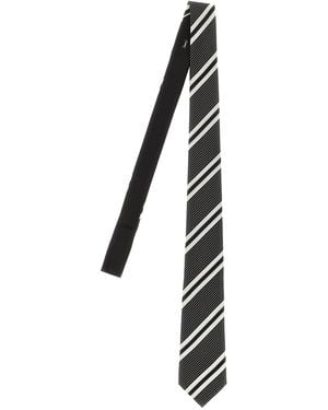 Saint Laurent Jacquard Diagonal Striped Tie - Black