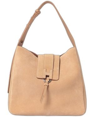 Hogan Suede Adjustable Strap Bag - Natural