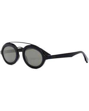 Fendi Sunglasses Oval Full Rim, Shiny Frame And Smoke Lens Fe40094I01A - Black