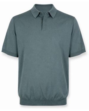 Devore Lichen Knitted Polo Collar T-Shirts Polos - Blue