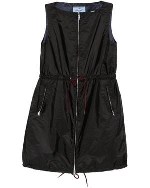 Prada Drawstring-Waist Sleeveless Mini Dress - Black