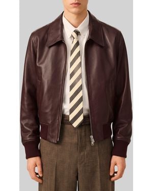 Ami Paris Burgundy Zip Bomber Jacket - Brown