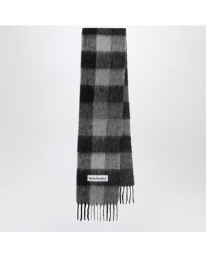 Acne Studios Checked Mohair Scarf Dark//Dark - Black