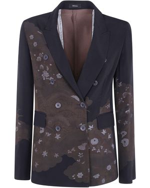 Ibrigu Overdyed "Traditional Kimono" Double Breasted Jacket Opened - Blue