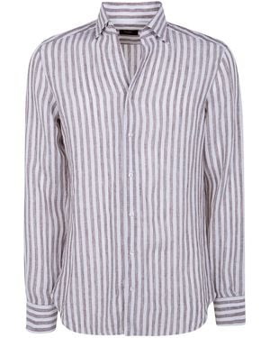 Barba Napoli Classic Linen Stripes Shirt - Blue