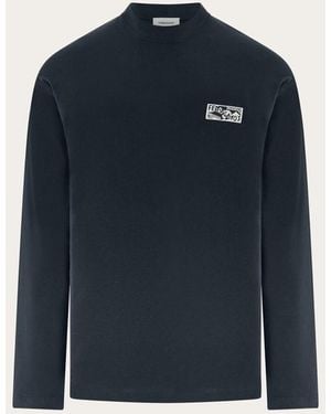 Ferragamo Dark Cotton Silk Sweater - Blue