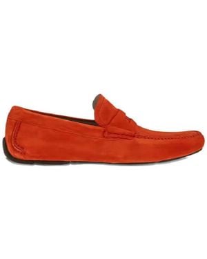 Ferragamo Suede Penny Loafers - Red