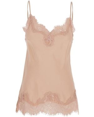 Gold Hawk Top With Lace Embroidery - Pink