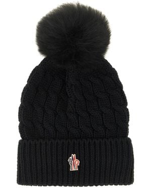 Moncler Wool Beanie With Pon-Pon - Black