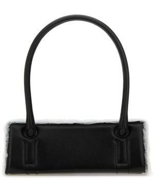 Dentro Leather Radar Shoulder Bag - Black