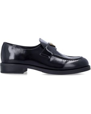 Prada Brushed Leather Loafers - Blue