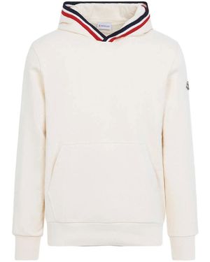 Moncler Felpa Con Cappuccio Con Profili A Righe - White