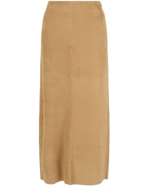 Ferragamo Lambskin Leather Pencil Skirt - Natural
