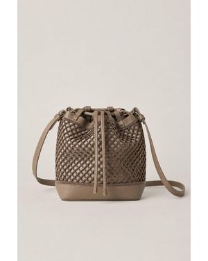 Brunello Cucinelli Ice Leather Drawstring Bucket Bag - Natural