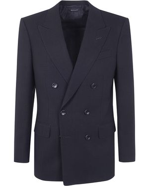 Tom Ford Multiplies Light Fresco Double Bleasted Jacket - Blue