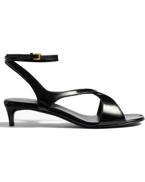 KHAITE Heeled Sandals With Ankle Strap, 100% Leather, Made - Black