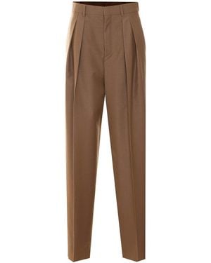 Saint Laurent Marron Glace' Wide Pants - Brown