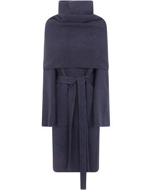 Rick Owens "Dagger" Robe With Cowl Coat - Blue