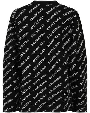 Balenciaga Allover Logo Cardigan - Black