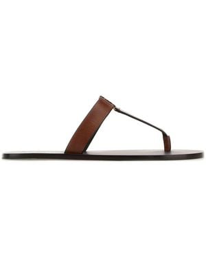 Saint Laurent Solid Sandals - Brown