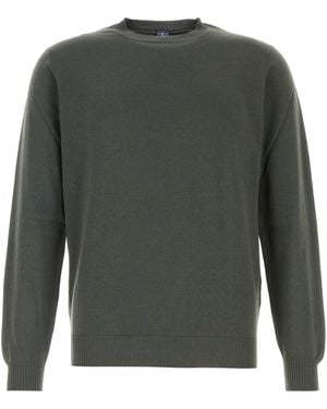 Fedeli Sage Cotton Sweater - Green