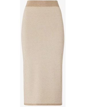 Fendi Ff Silk And Cashmere Skirt - Natural