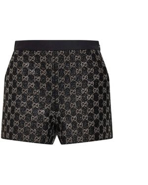 Gucci Lamé Tweed Gg Crystal-Embellished Shorts - Black