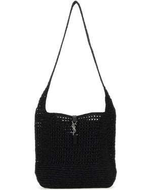 Saint Laurent Raffia Medium Le 5 Ã 7 Shoulder Bag - Black