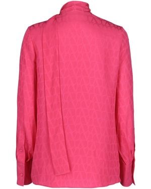 Valentino Toile Iconographe Silk Jacquard Blouse - Pink