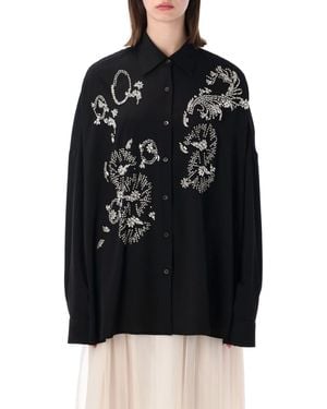 Dries Van Noten Embroidered Oversized Shirt Polyester - Black