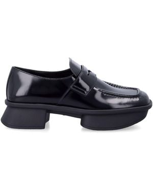 Prada Leather Square Toe Loafers - Blue