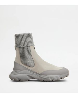 Tod's Nabuck Leather Chelsea Ankle Boots - Gray